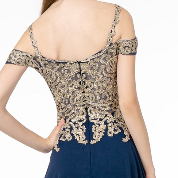 NEW CUT AWAY SHOULDERS SLEEVELESS A-LINE CHIFFON DRESS WITH ZIPPER BACK GL2998 - Picture 5 of 10